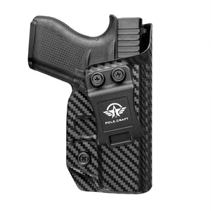 Glock 43 Holster, Glock 43x Holster IWB Kydex Carbon Fiber Custom Fit: Glock 43 / Glock 43X (Gen 1-5) Pistol - Inside Waistband Concealed Carry - Cover Mag-Button, Widened Entrance, No Wear, No Jitter