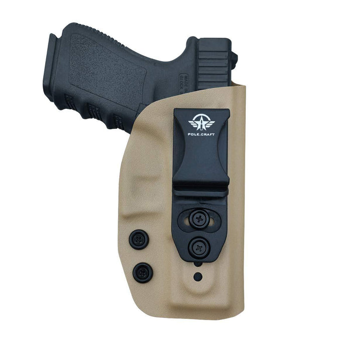 IWB Kydex Holster Fits: Glock 19 19X / Glock 23 / Glock 25 / Glock 32 (Gen 1-5) / Cz P10 Pistol Case Inside Waistband Carry Concealed Holster Glock 19 Guns - Adj. Height & Cant - Entrance Widen - Tan