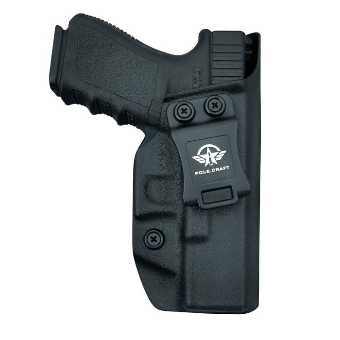 IWB Kydex Holster for Glock19 / 19X / Glock 23 / Glock 25 / Glock 32 / Glock 45 (Gen 3 4 5) - Glock 19 Holster IWB- Inside Waistband Carry Concealed - Cover Mag-Button - Widened Entrance - No Wear, No Jitter - Black