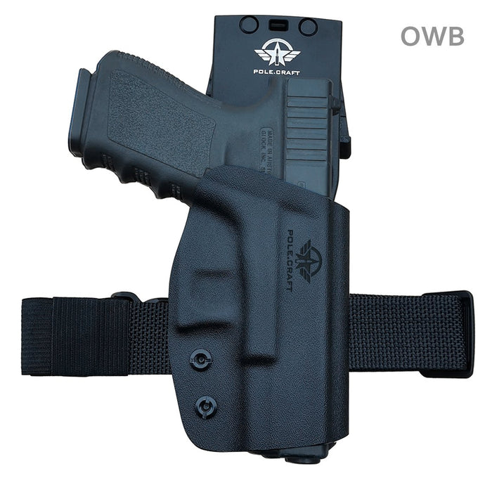 Kydex OWB Holster For Glock 19 19x Glock 23 25 32 Glock 17 22 31 Glock 26 27 33 (Gen 1-5) CZ P10 Gun Pistol Case Waistband Outside Carry 1.5-2 Inch Belt Clip - Adj. Width Height Cant, Entrance Widened - Black