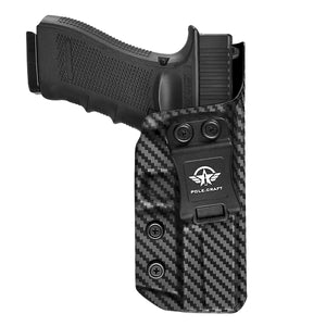 Glock 17 Holster, Carbon Fiber Kydex Holster IWB for Glock17 / Glock 22 / Glock 31 (Gen 3 4 5) Pistol - Inside Waistband Concealed Carry - Cover Mag-Button - Widened Entrance - No Wear, No Jitter