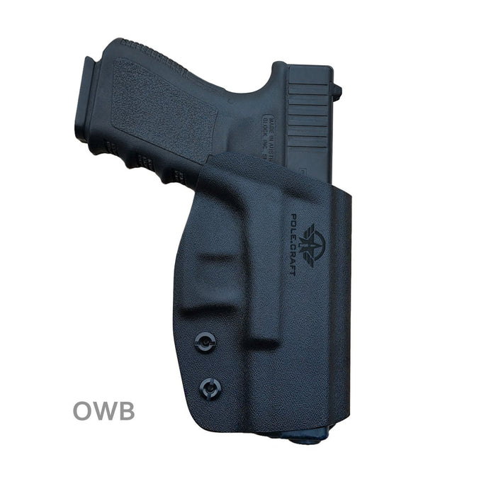 Kydex OWB Holster Fit Glock 19 19x / Glock 23 25 32 / Glock 17 22 31 Glock 26 27 30s (Gen 1-5) CZ P10 Pistol Case Waistband Outside Carry 1.5-2 Inch Belt Clip - Adj. Width Height Cant - Entrance Widen - Black