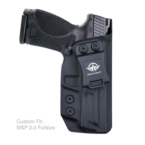 IWB Kydex Holster Custom Fit: Smith & Wesson M&P 9mm M2.0 Full Size 4.25" Pistol - Inside Waistband Concealed Carry - Cover Mag-Button - Widened Entrance - No Wear, No Jitter - Black - PoLe.Craft Holster & Knives