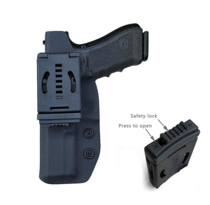Kydex OWB Holster Fit: Glock 17 22 31 / Glock 19 19x / Glock 23 25 32 / Glock 26 27 30s (Gen 1-5) CZ P10 Pistol Case Waistband Outside Carry 1.5-2 Inch Belt Clip - Black - PoLe.Craft Holster & Knives