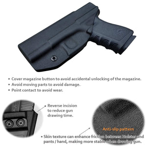 KYDEX IWB Holster Glock 19 19X 23 25 32 Cz P10 Gun Holsters Waistband Carry Concealed Holster Glock 19 Pistol Case Guns Accessories - Black - PoLe.Craft Holster & Knives