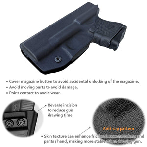 Kydex IWB Holster Custom Fits: Glock 26 / Glock 27 / Glock 33 Pistol Case Inside Waistband Carry Concealed Holster Guns Accessories - Point Touching - No Wear - No Jitter - Black - PoLe.Craft Holster & Knives