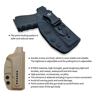 IWB Kydex Holster Fits: Glock 19 19X / Glock 23 / Glock 25 / Glock 32 (Gen 1-5) / Cz P10 Pistol Case Inside Waistband Carry Concealed Holster Glock 19 Guns - Adj. Height & Cant - Entrance Widen - Black - PoLe.Craft Holster & Knives