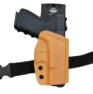 Kydex OWB Holster For Glock 19 19x Glock 23 25 32 Glock 17 22 31 Glock 26 27 33 (Gen 1-5) CZ P10 Gun Pistol Case Waistband Outside Carry 1.5-2 Inch Belt Clip - Adj. Width Height Cant, Entrance Widened - Tan / Orange - PoLe.Craft Holster & Knives