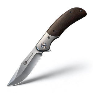 POLE.CRAFT Hunting Folding Knife for Men, Wood Handle Pocket Knife, 3.5 Inch 7Cr13MoV Clip Point Blade 59-60 HRC, Liner Lock with Pocket Clip, EDC Knife for Camping Hiking Survival, Gifts for Men Dad（副本）