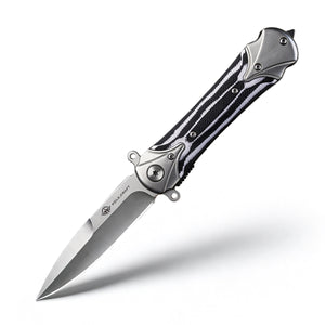 POLE.CRAFT Tactical Folding Pocket Knife for Men, 3.94" 7Cr13Mov Spear Point Blade Micarta Handle, Liner Lock EDC Folding Knife with Pocket Clip, Sharp Outdoor Camping Survival Knife, Gifts for Men