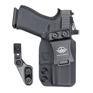 POLE.CRAFT IWB Kydex Holster Custom Fits: Glock 43 / Glock 43X - Inside Waistband Carry Holster - Adj. Cant Retention - Cover Mag-Button - No Wear - No Jitter