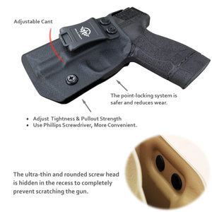 M&P 45 Shield Holster IWB Kydex Holster Custom Fit: Smith & Wesson M&P 45 Shield M2.0 3.3”Barrel Pistol - Inside Waistband Concealed Carry - Adj. Cant Retention - Cover Mag-Button - No Wear, No Jitter