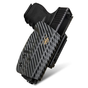Glock 19 Holster, Glock 17 Holster OWB Kydex Holster Fit: Glock 19 19x / Glock 23 25 32 / Glock 17 22 31 / Glock 26 27 30s (Gen 1-5) - Outside Waistband Carry 1.5-2 Inch Belt Clip - Adj. Width Height Retention Cant, Entrance Widened