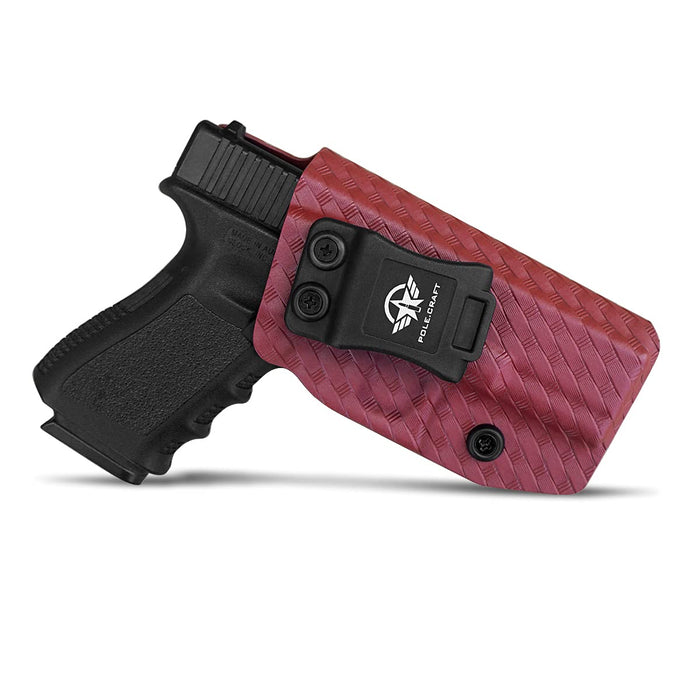 Glock 19 Holster, Carbon Fiber Kydex Holster IWB for Glock 19 19X Glock 23 Glock 25 Glock 32 Glock 45 (Gen 3 4 5) Pistol Case - Inside Waistband Carry Concealed Holster Glock 19 IWB (Red, Right)