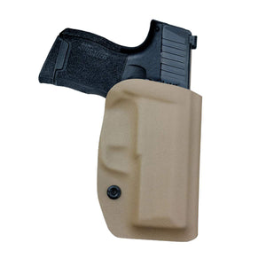 Kydex OWB Holster Fit: Sig Sauer P365 Holsters P365 SAS Gun Pistol Case - Sig Sauer P365 OWB Holster - Waistband Outside Carry - 1.5-2 Inch Belt Clip with Lock - Adj. Width Height Cant, Entrance Widen - Tan - PoLe.Craft Holster & Knives