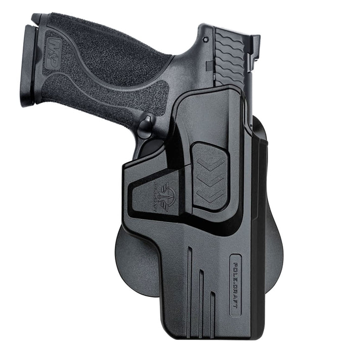 M&P 2.0 Holster OWB Paddle Polymer Holsters Fit: Smith & Wesson M&P 9mm M2.0 4"/4.25" Outside Waistband Open Carry Polymer Holster with Safety Lock, Angle Adjustable / 1.5"-2" Belt Adjustable