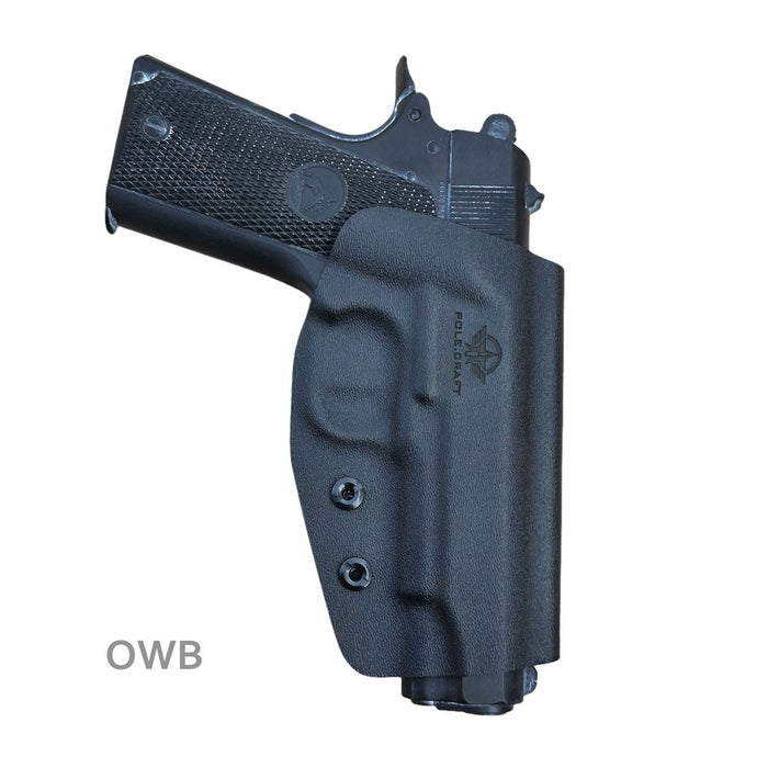 Kydex OWB Holster Fits: Colt Commander 1911 .45 / 9mm / 4.25" / 4.5" / PT1911 Gun Holster Outside Waistband Carry Pistol Case 1.5-2 Inch Belt Clip With Lock - Adj. Width Height Cant - Entrance Widen - Black