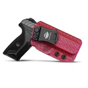 Ruger Security 9 Holster, Carbon Fiber Kydex Holster IWB for Ruger Security-9 Pistol Case Inside Waistband Concealed Carry - Kydex IWB Holster Ruger Security 9 Gun Accessories (Red, Right)