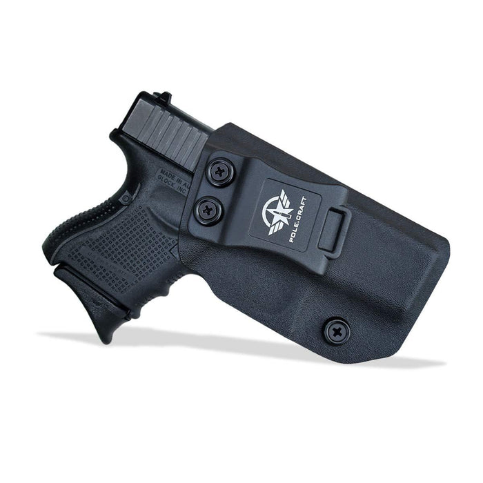 Kydex IWB Holster Custom Fits: Glock 26 / Glock 27 / Glock 33 Pistol Case Inside Waistband Carry Concealed Holster Guns Accessories - Point Touching - No Wear - No Jitter - Black