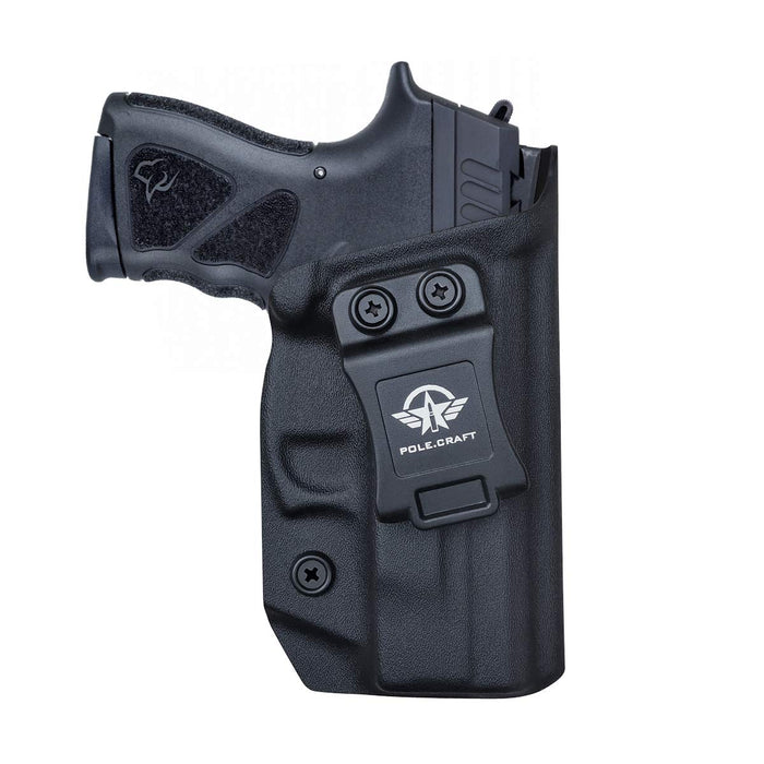 IWB Kydex Holster Custom Fit: Taurus TH9C Pistol - Inside Waistband Concealed Carry - Adj. Cant Retention - Cover Mag-Button - Widened Entrance - No Wear, No Jitte