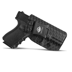 Glock 19 Holster, Carbon Fiber Kydex Holster IWB for Glock 19 19X Glock 23 Glock 25 Glock 32 Glock 45 (Gen 3 4 5) Pistol Case - Inside Waistband Carry Concealed Holster Glock 19 IWB (Black, Right)