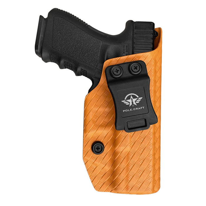 Glock 19 Holster, Carbon Fiber Kydex Holster IWB for Glock 19 19X Glock 23 Glock 25 Glock 32 Glock 45 (Gen 3 4 5) Pistol Case - Inside Waistband Carry Concealed Holster Glock 19 IWB (Orange, Right)