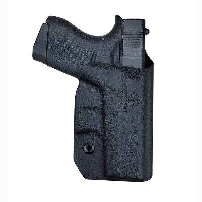 PoLe.Craft OWB Kydex Holster Custom Fit: Glock 43 / Glock 43X (Gen 1-5) Pistol - Outside Waistband Carry / 1.5-2 Inch Belt Clip - Adj. Width Height Retention Cant, Entrance Widened