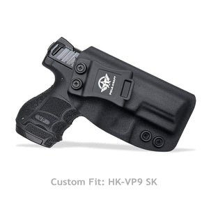 HK VP9SK Holster, Kydex Holster For Heckler & Koch (H&K) VP9SK IWB Holster Concealed Carry - Inside Waistband Carry Concealed Holster VP9 SK Case Cover Accessories - Black - PoLe.Craft Holster & Knives