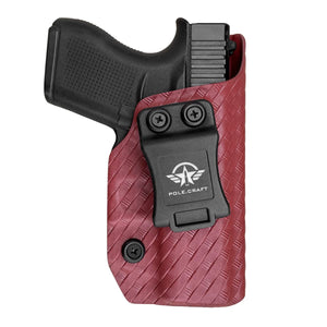 Glock 43 Holster, Glock 43x Holster, Carbon Fiber Kydex Holster IWB for Glock 43 / Glock 43X (Gen 1-5) Pistol Case - Inside Waistband Carry Concealed Holster Guns Accessories (Red, Right Hand)