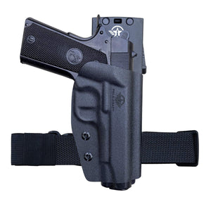 1911 Holster OWB Kydex for Colt Commander 1911 .45 / 9mm / 4.25" / 4.5" / PT1911 Gun Holster, Outside Waistband Carry 1.5-2 Inch Belt Clip with Leggings - Adj. Width Height Retention Cant, Entrance Widened