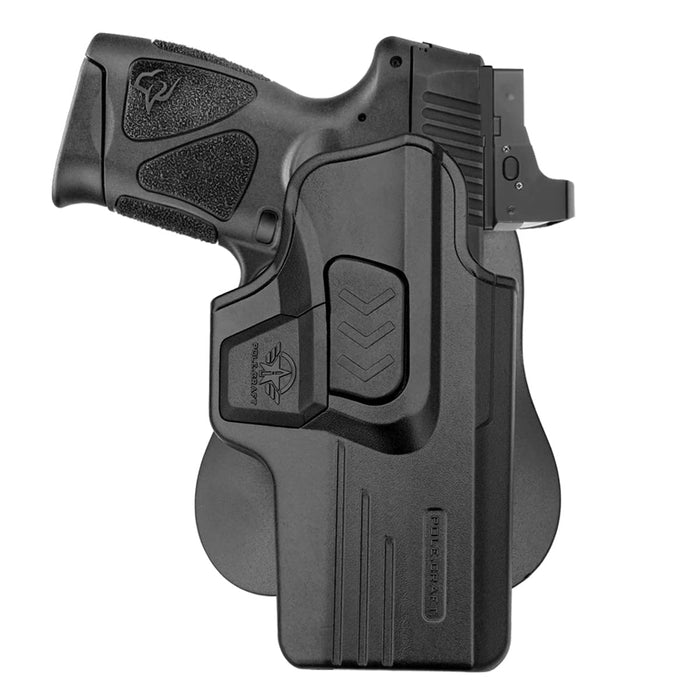 POLE.CRAFT OWB Paddle Polymer Holsters Fit: Taurus G3C / G2C / G3 / PT111 / PT140 9mm/.40 Pistol , Outside Waistband Open Polymer Holster with Safety Lock, Angle Adj - 1.5"-2" Belt Adjustable