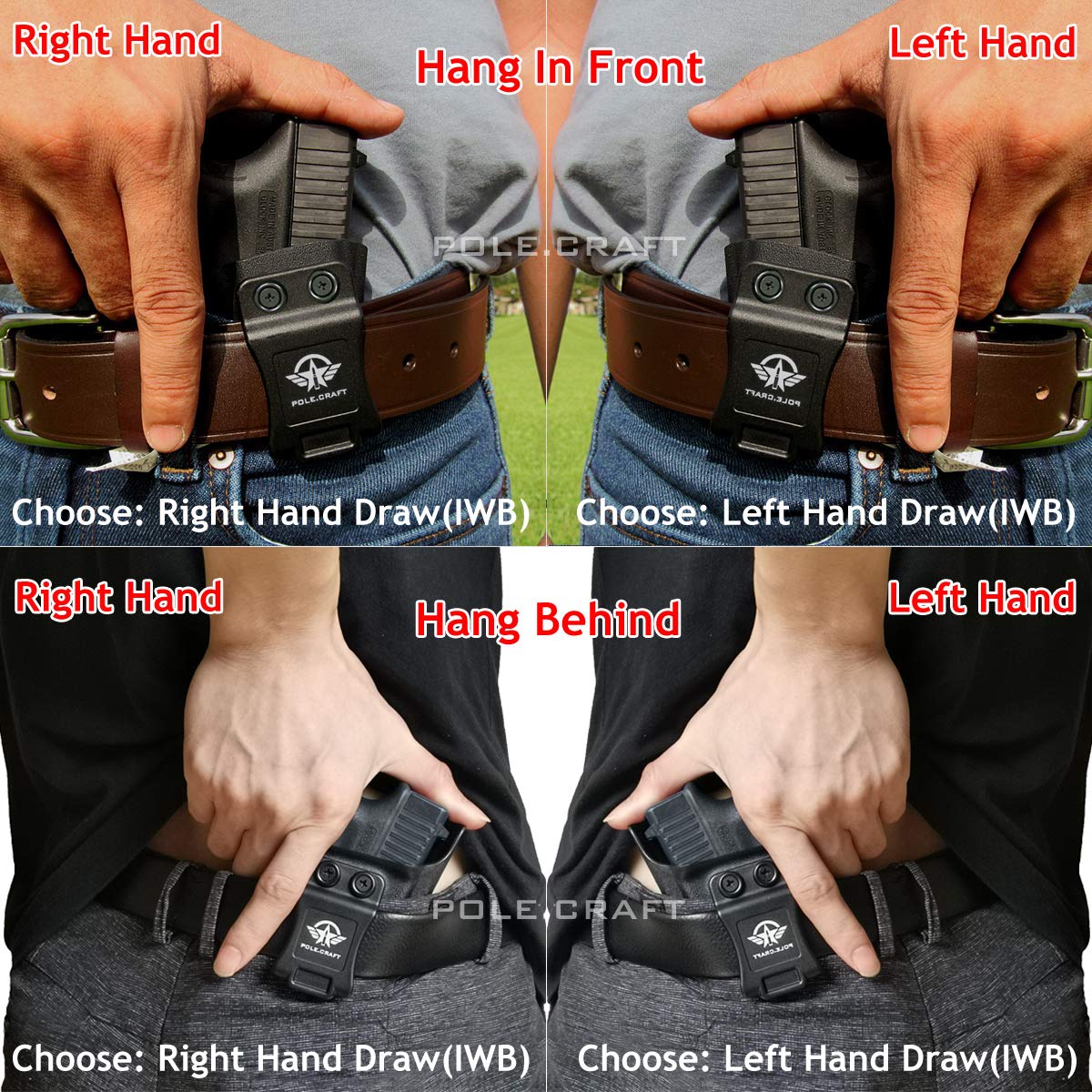 Kydex IWB Concealment Holster For Sig Sauer P238 - Adjustable Retention, Right Hand, Black, Made In USA