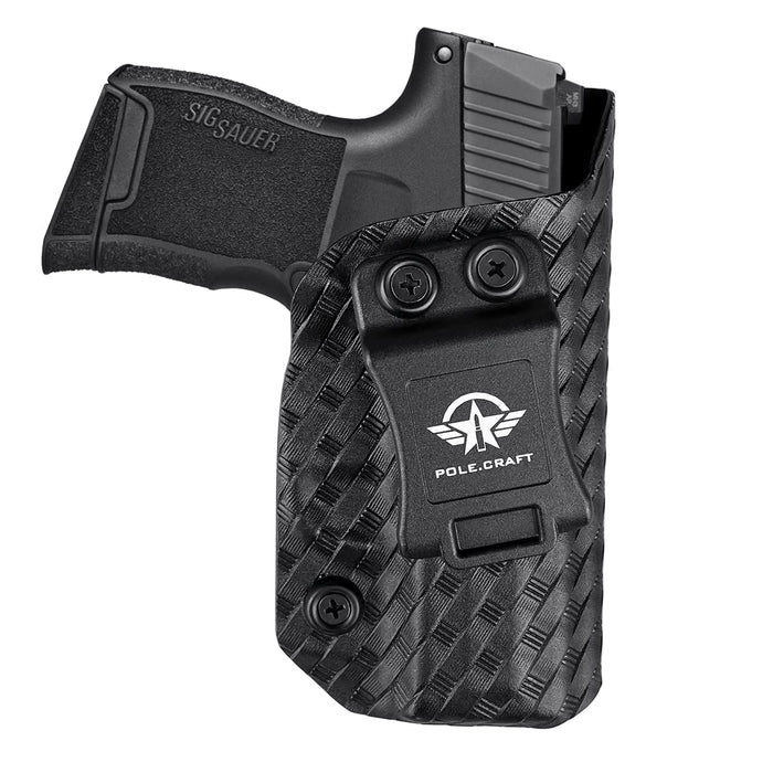 Sig P365 Holsters, P365 SAS Holster, Carbon Fiber Kydex Holster IWB for: Sig Sauer P365 / P365 SAS Pistol - Inside Waistband Concealed Carry - Cover Mag-Button - Widened Entrance - No Wear, No Jitter (Black, Right Hand)