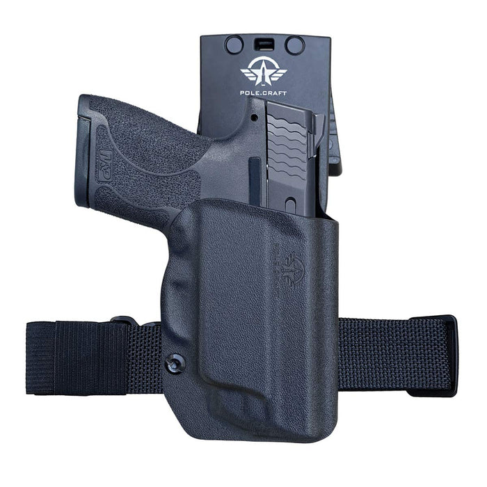 M&P Shield 9mm Holster OWB Kydex for Smith & Wesson M&P Shield 9mm / .40 M2.0 - with Integrated Laser Pistol Case - M&P Shield Holster OWB with Laser - Outside Waistband Carry 1.5-2 Inch Belt Clip with Leggings - Adj. Width Height Retention Cant, Widened