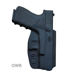 Kydex OWB Holster Fit Glock 19 19x / Glock 23 25 32 / Glock 17 22 31 Glock 26 27 30s (Gen 1-5) CZ P10 Pistol Case Waistband Outside Carry 1.5-2 Inch Belt Clip - Adj. Width Height Cant - Entrance Widen - Black - PoLe.Craft Holster & Knives