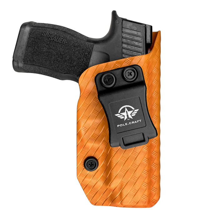 P365XL Holster, Carbon Fiber Kydex Holster IWB for sig P365XL Holsters Concealed Carry - Inside Waistband Carry Concealed Holster sig P365XL Pistol Gun Case Accessories (Orange, Right Hand)