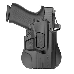 Glock 43 Holster OWB Paddle Holsters for Glock 43 / Glock 43X, Outside Waistband Open Carry Polymer Holster with Safety Lock - Angle Adjustable / 1.5"-2" Belt Adjustable, Right Hand