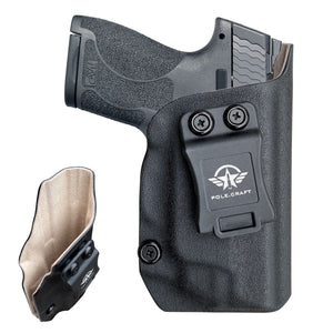 IWB Kydex Leather Holster Fit: Smith & Wesson M&P Shield Plus / M2.0 / M1.0 - 9mm 3.1" Barrel and M&P Shield M2.0 9mm with Integrated CT Laser Pistol - Inside Waistband Concealed Carry