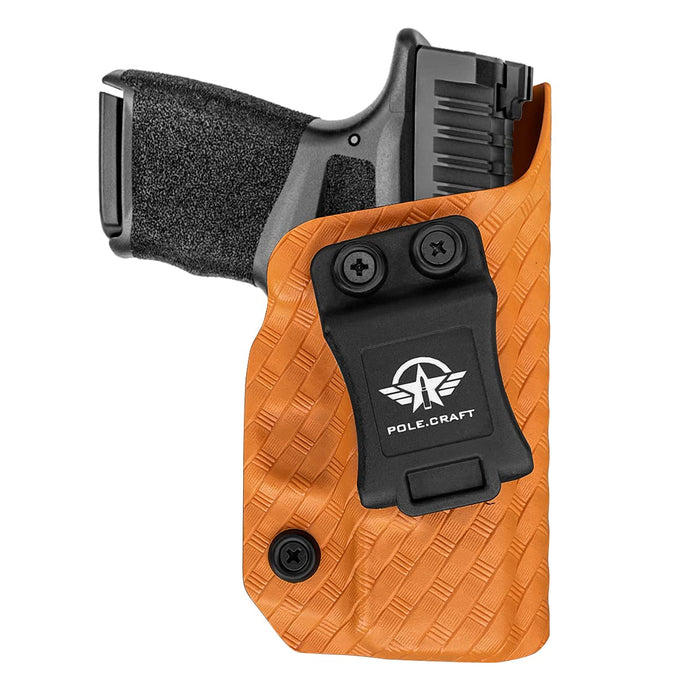 Hellcat Holster, Carbon Fiber Kydex Holster IWB for Springfield Armory Hellcat Pistol Case Pocket - Inside Waistband Carry Concealed Holster Hellcat Accessories Guns Pouch (Orange, Right Hand)