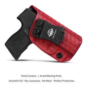 Sig P365 Holsters, P365 SAS Holster, Carbon Fiber Kydex Holster IWB for: Sig Sauer P365 / P365 SAS Pistol - Inside Waistband Concealed Carry - Cover Mag-Button - Widened Entrance - No Wear, No Jitter (Red, Right Hand)