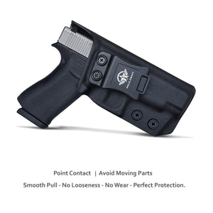 IWB Kydex Holster Custom Fits: Glock 48 Pistol - Inside Waistband Concealed Carry - Cover Mag-Button - Widened Entrance - No Wear, No Jitter