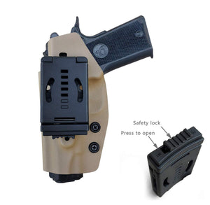Kydex OWB Holster Fits: Colt Commander 1911 .45 / 9mm / 4.25" / 4.5" / PT1911 Gun Holster Outside Waistband Carry Pistol Case 1.5-2 Inch Belt Clip With Lock - Adj. Width Height Cant - Entrance Widen - Tan - PoLe.Craft Holster & Knives