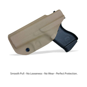 IWB Tactical KYDEX Gun Holster Custom Fits: Glock 43 43X Pistol Case Inside Waistband Carry Concealed Holster Guns Accessories Bag Pistol Pouch - Tan - PoLe.Craft Holster & Knives