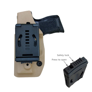 Kydex OWB Holster Fit: Sig Sauer P365 Holsters P365 SAS Gun Pistol Case - Sig Sauer P365 OWB Holster - Waistband Outside Carry - 1.5-2 Inch Belt Clip with Lock - Adj. Width Height Cant, Entrance Widen - Tan - PoLe.Craft Holster & Knives