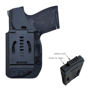 PoLe Craft OWB Kydex Holster for Smith & Wesson M&P Shield 9mm / .40 M2.0 - with Integrated Laser Pistol Case - Outside Waistband Carry / 1.5-2 Inch Belt Clip - Adj. Width Height Retention Cant, Entrance Widened