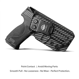 M&P 9mm Holster, M&P 2.0 Hoster IWB Kydex Carbon Fiber Custom Fit: Smith & Wesson M&P 9mm M2.0 4"/4.25" Pistol - Inside Waistband Concealed Carry - Cover Mag-Button - Widened Entrance - No Wear, No Jitter