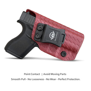 Glock 43 Holster, Glock 43x Holster, Carbon Fiber Kydex Holster IWB for Glock 43 / Glock 43X (Gen 1-5) Pistol Case - Inside Waistband Carry Concealed Holster Guns Accessories (Red, Right Hand)