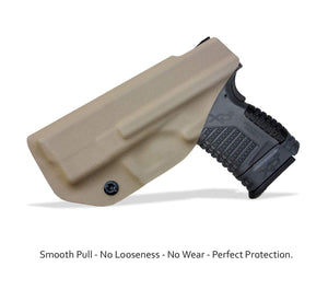 IWB Tactical KYDEX Gun Holster Custom Fits: Springfield XD-S 3.3" 9mm .40 S&W .45ACP Single Stack Pistol Case Inside Waistband Carry Concealed Holster Guns Pouch Bag - Tan - PoLe.Craft Holster & Knives