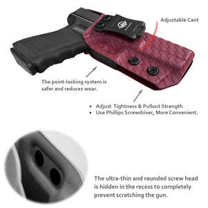 Glock 17 Holster, Carbon Fiber Kydex Holster IWB for Glock 17 / Glock 22 / Glock 31 (Gen 3 4 5) - Inside Waistband Carry Concealed Holster Glock 17 Gun Accessories (Red, Right)