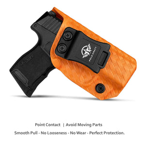 Sig P365 Holsters, P365 SAS Holster, Carbon Fiber Kydex Holster IWB for: Sig Sauer P365 / P365 SAS Pistol - Inside Waistband Concealed Carry - Cover Mag-Button - Widened Entrance - No Wear, No Jitter (Orange, Right Hand)